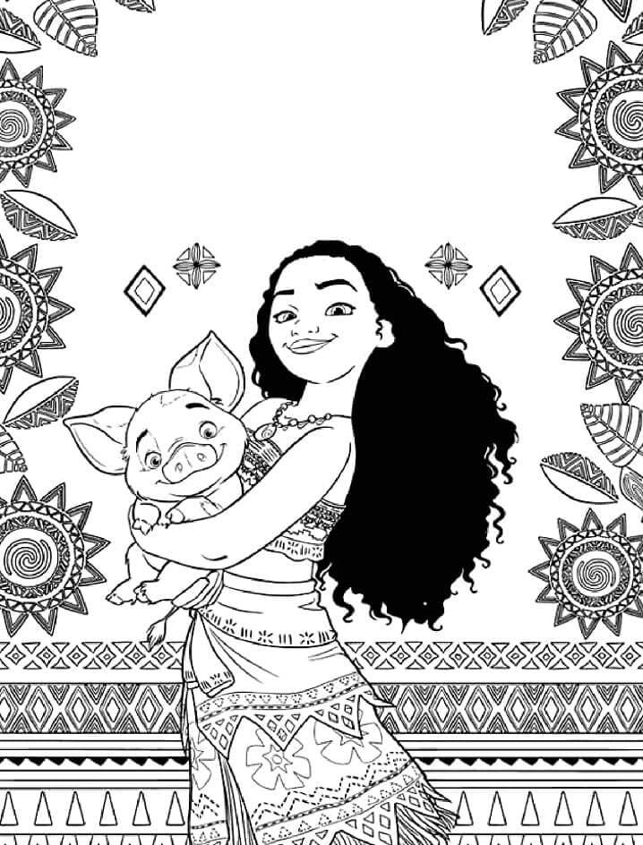 Odvážná Vaiana k Vymalování omalovánka