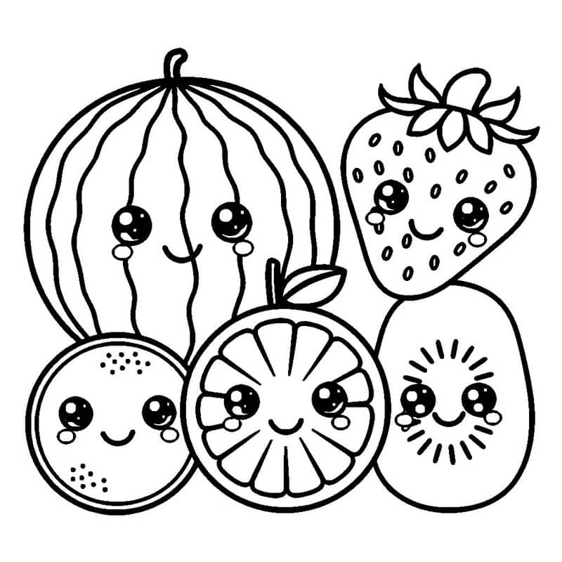 Ovoce pro 5leté Děti omalovánka