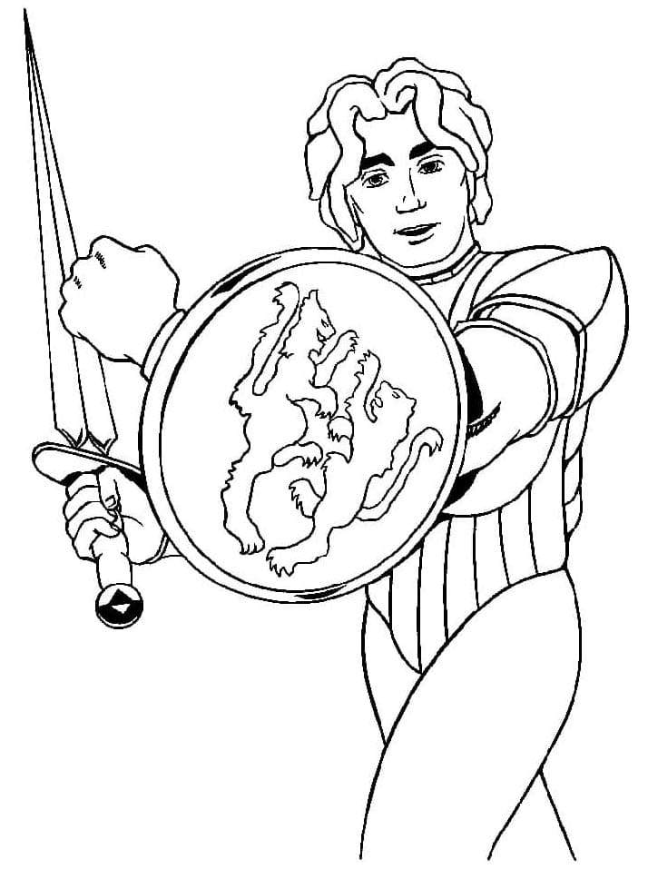 Pěkný Rytíř omalovánka