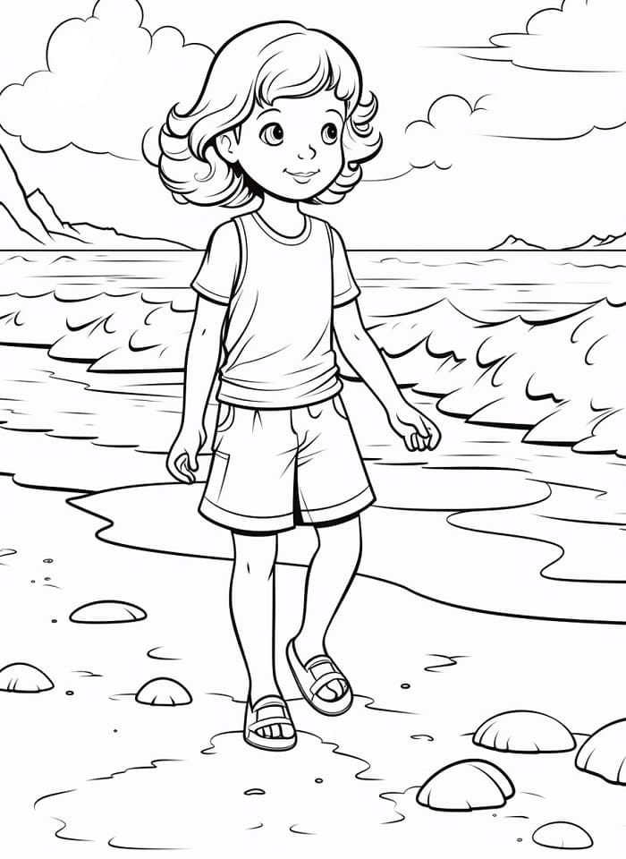 Pláž pro 2leté Děti omalovánka