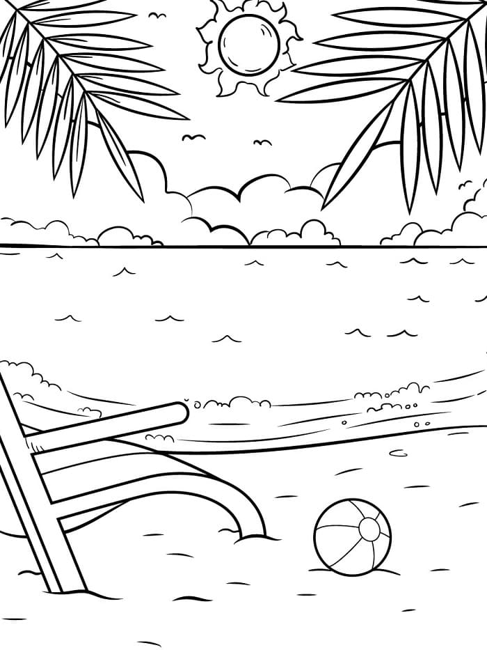 Pláž pro 6leté Děti omalovánka