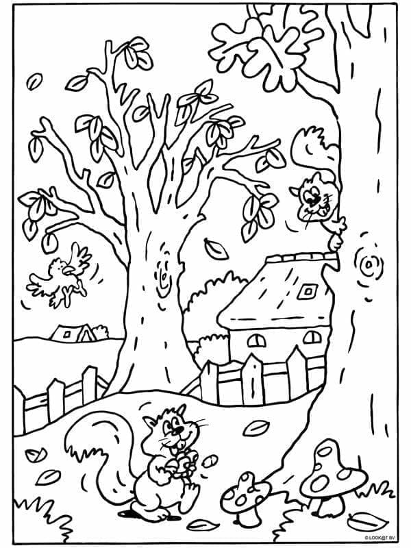 Podzim Zdarma Vymalovatelné Obrázek omalovánka