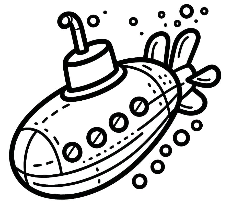 Ponorka Tisknutelná pro Děti omalovánka