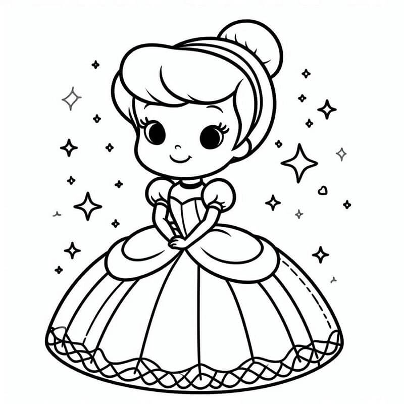 Popelka Zdarma Tisknutelná omalovánka