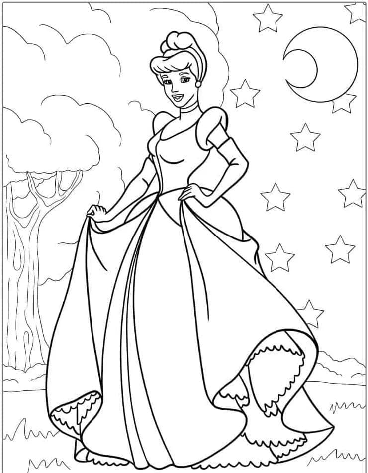 Popelka pro 3leté Děti omalovánka
