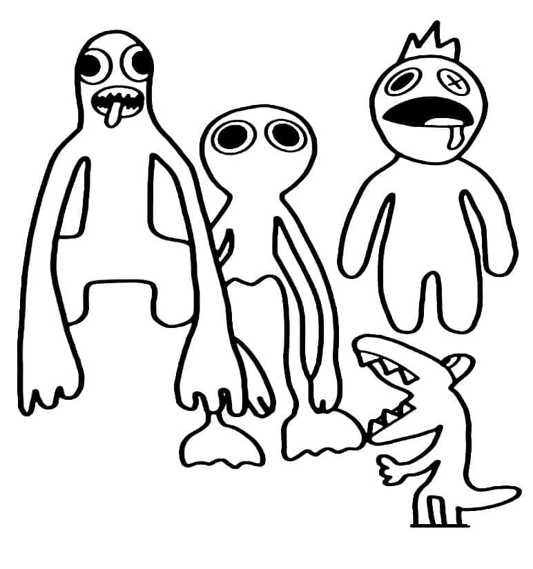 Rainbow Friends pro 1leté Děti omalovánka