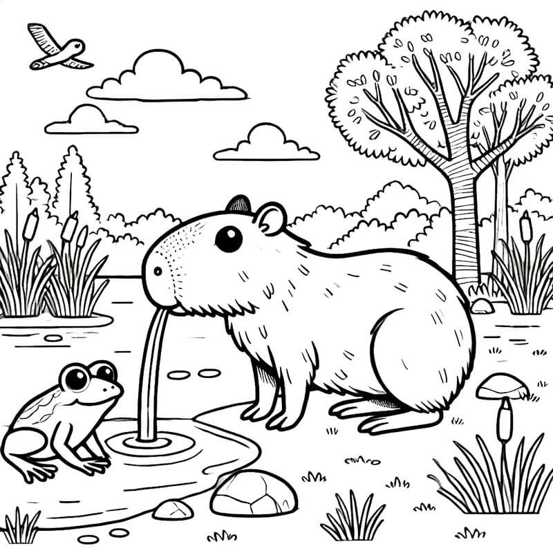 Rozkošný Kapybara omalovánka