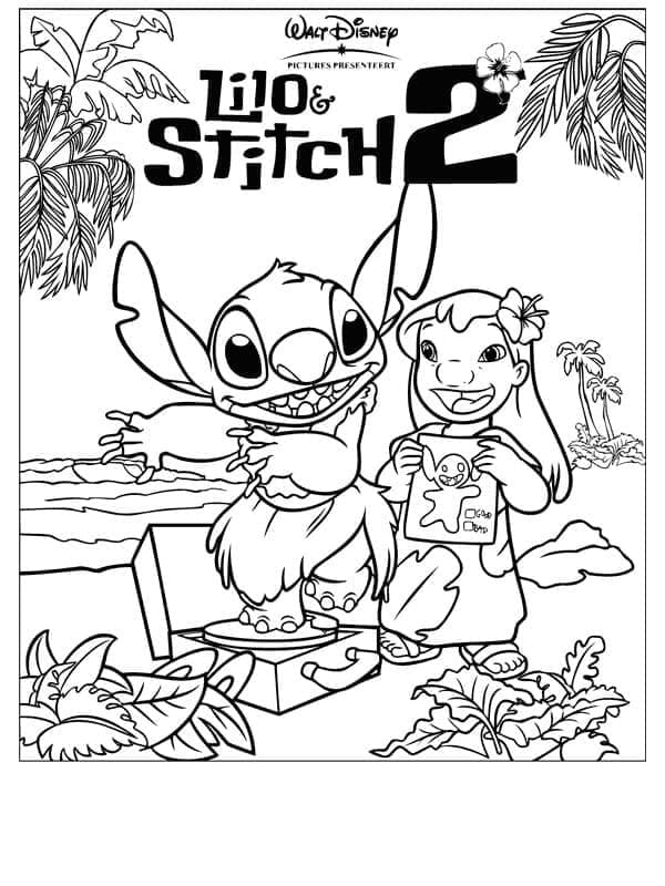 Rozkošný Lilo a Stitch omalovánka