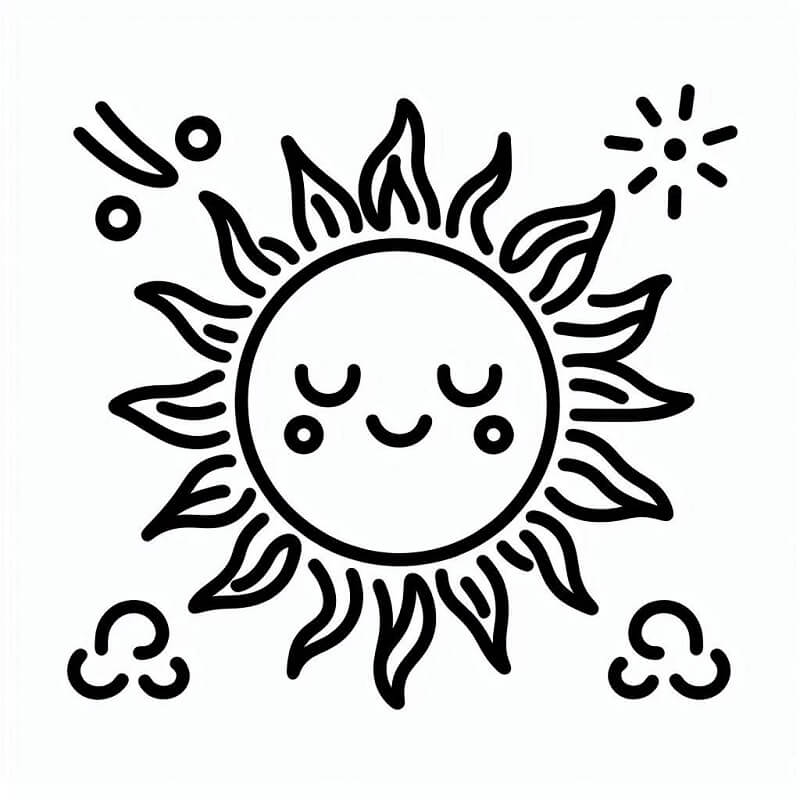 Slunce Tisknutelné pro Děti omalovánka