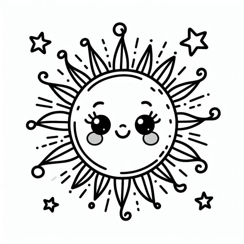 Slunce pro 1leté Děti omalovánka