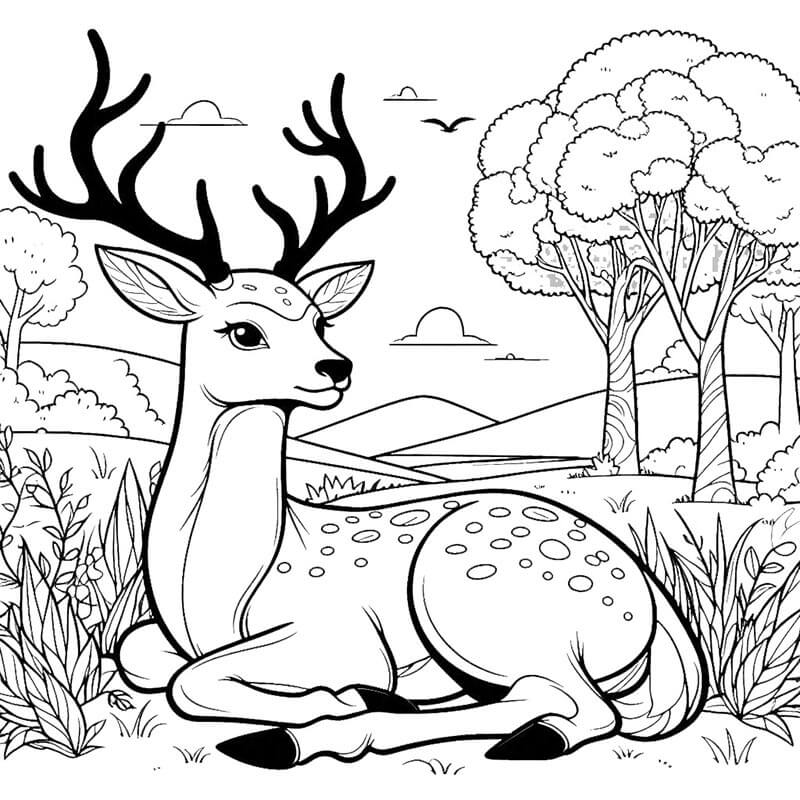 Snadná Jelen omalovánka