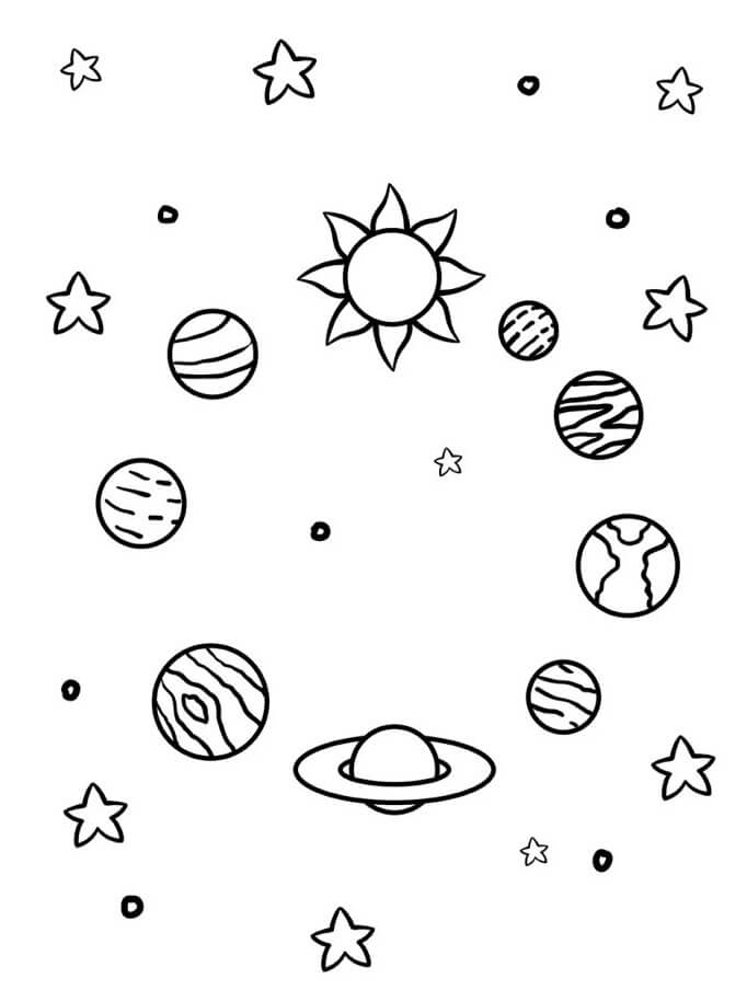 Snadná Sluneční soustava omalovánka