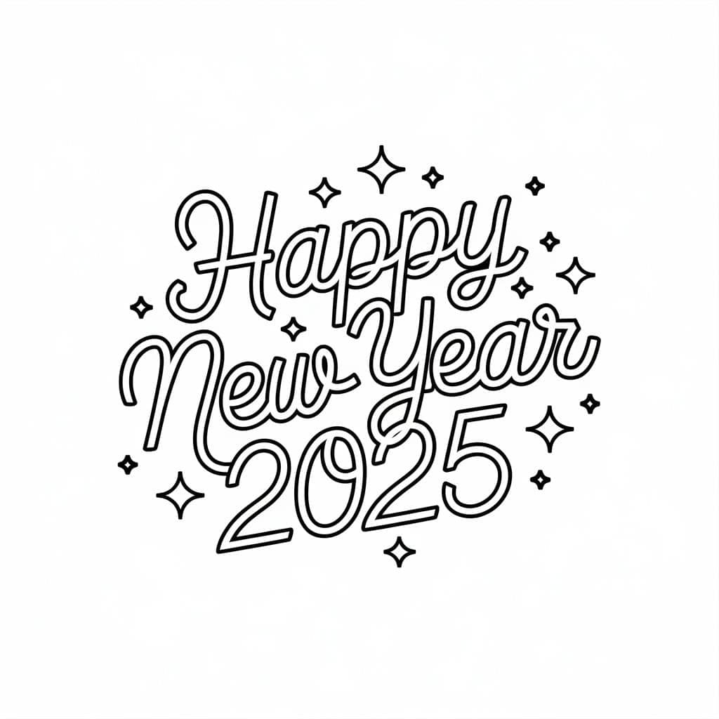 Šťastný nový rok 2025 (15) omalovánka