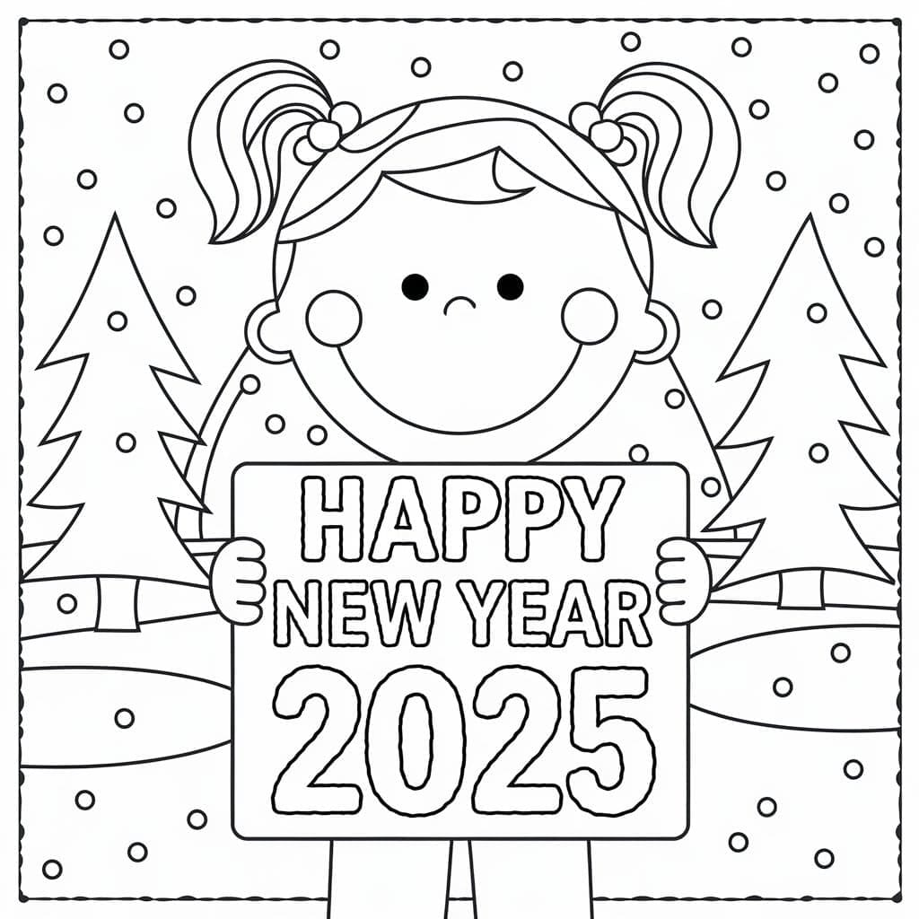 Šťastný nový rok 2025 (17) omalovánka