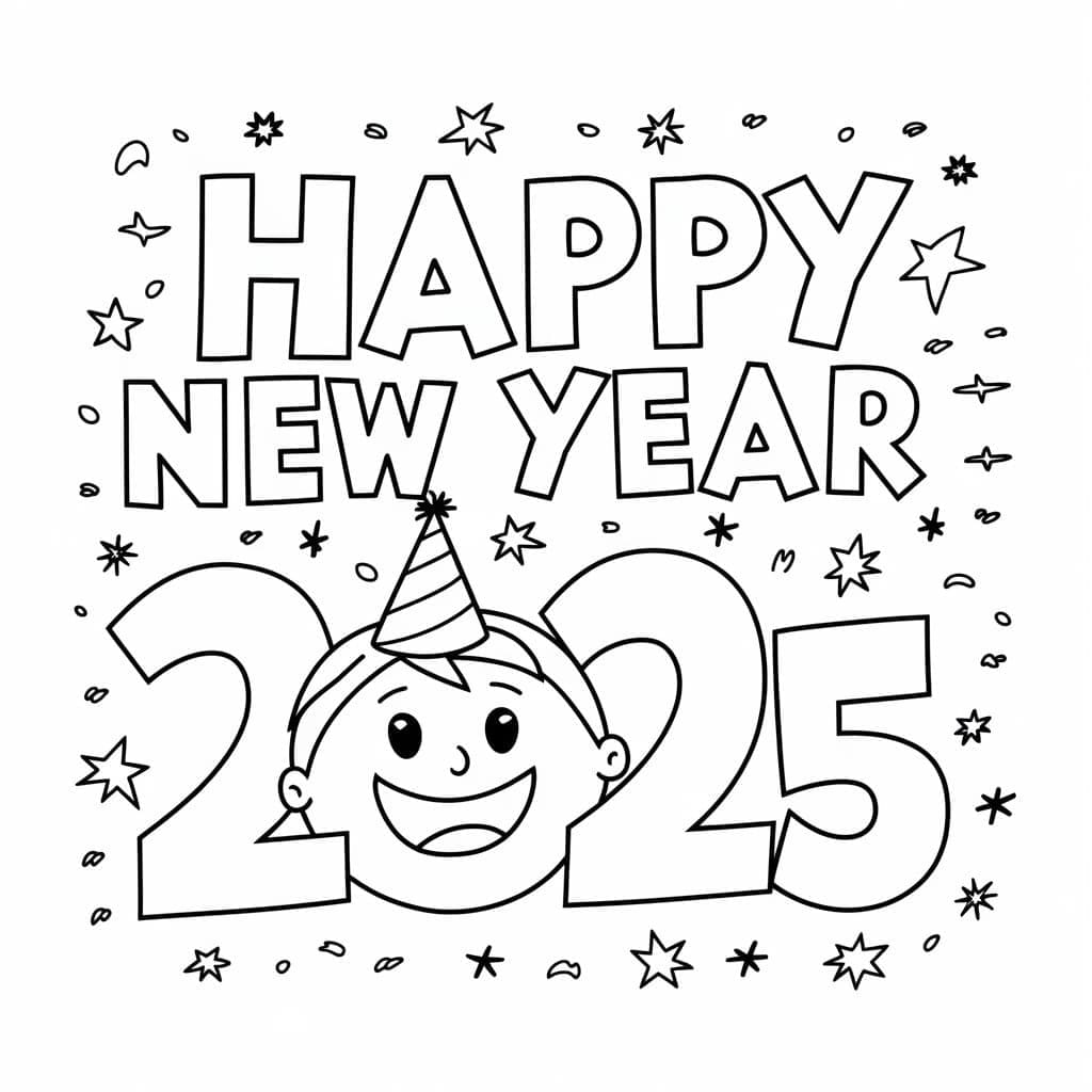 Šťastný nový rok 2025 (22) omalovánka