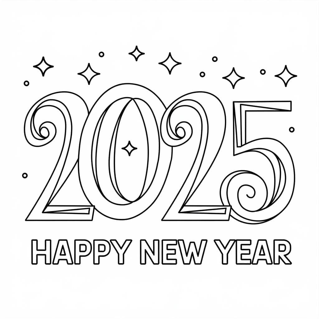 Šťastný nový rok 2025 (24) omalovánka