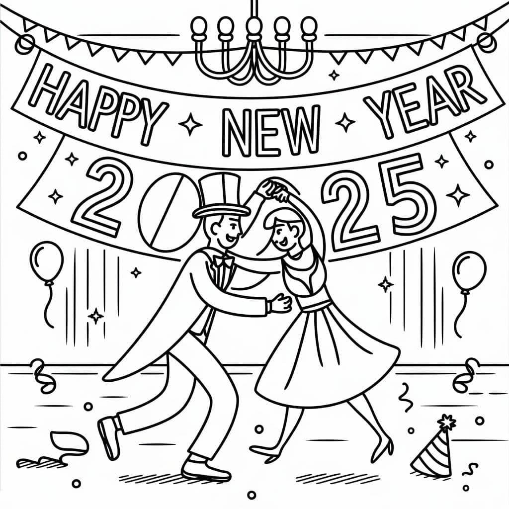 Šťastný nový rok 2025 (3) omalovánka