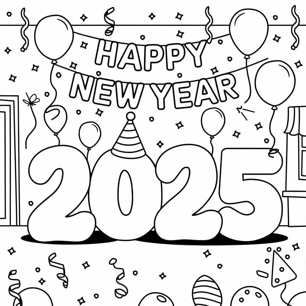 Šťastný nový rok 2025 (8) omalovánka