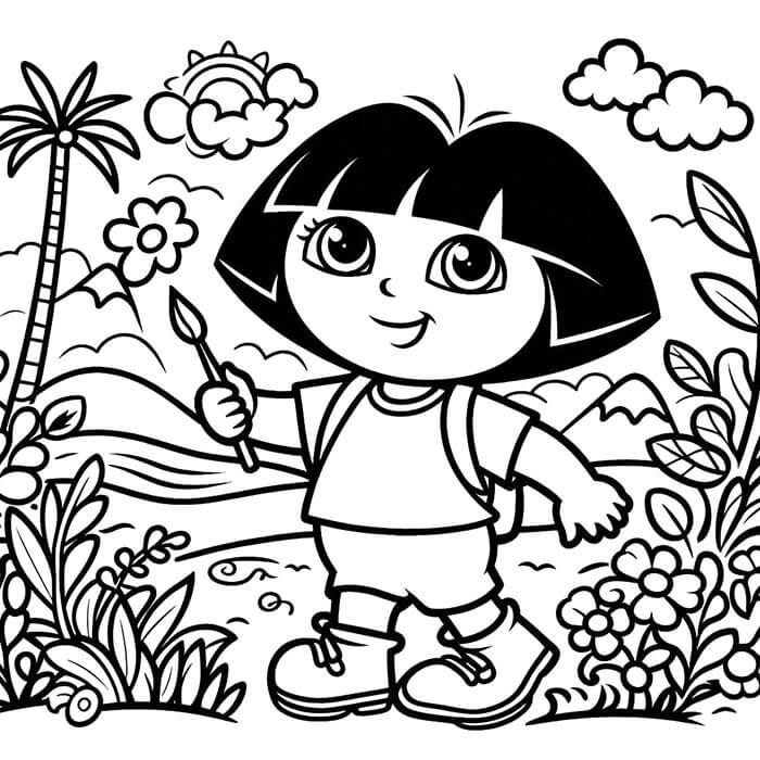 Tisk Dora Průzkumnice omalovánka