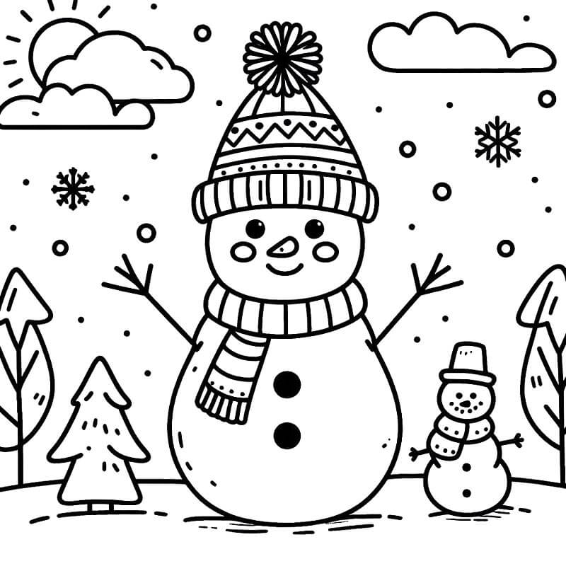 Tisk Sněhulák omalovánka