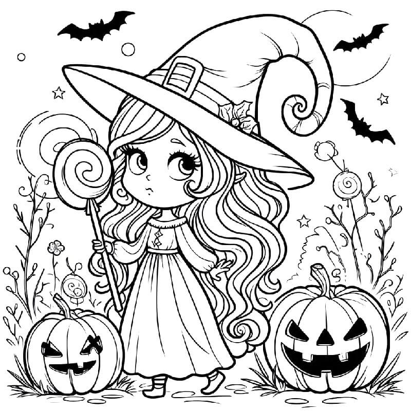 Tisknutelná Čarodějnice Obrázek omalovánka