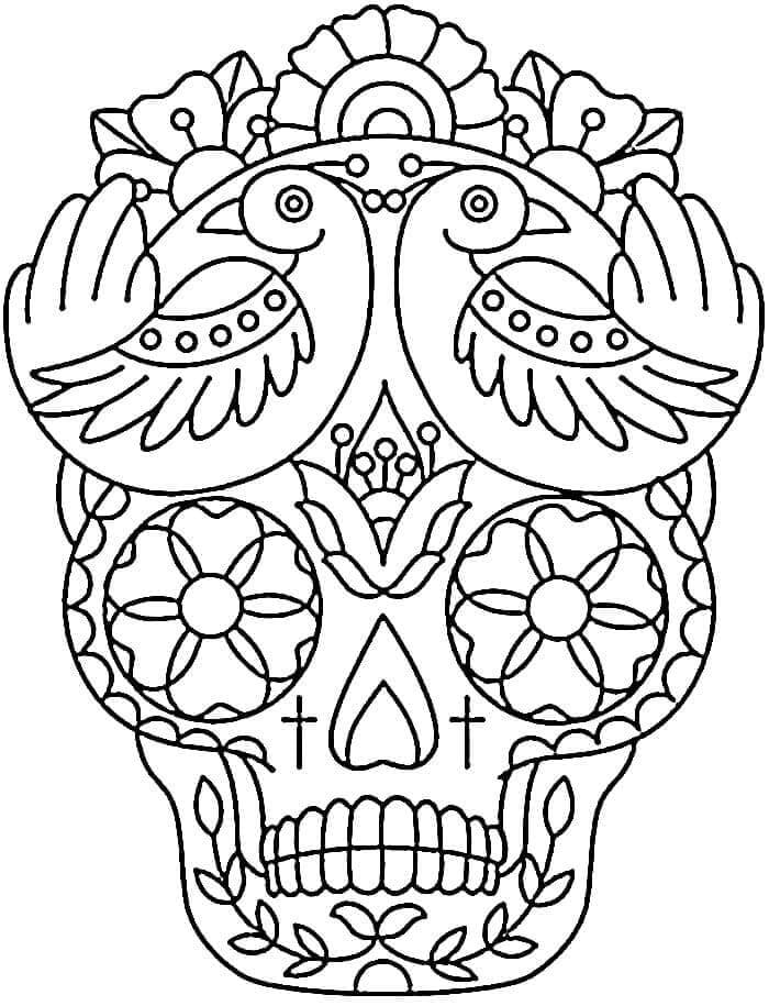 Tisknutelná Cukrová Lebka Obrázek omalovánka