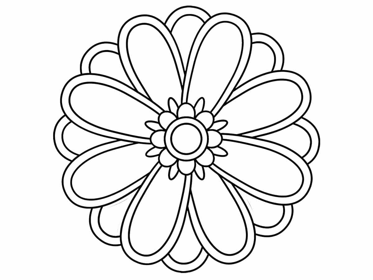 Tisknutelná Květina Obrázek pro Děti omalovánka