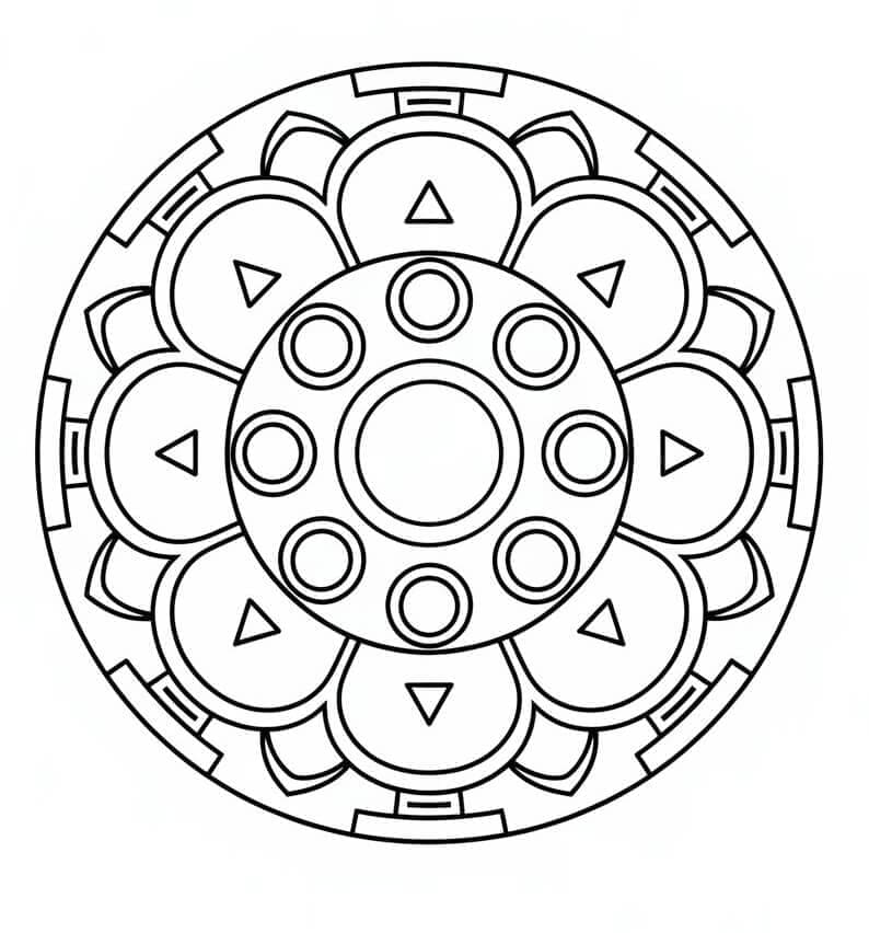 Tisknutelná Mandala Obrázek pro Dospělé omalovánka