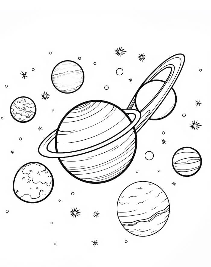 Planety omalovánky