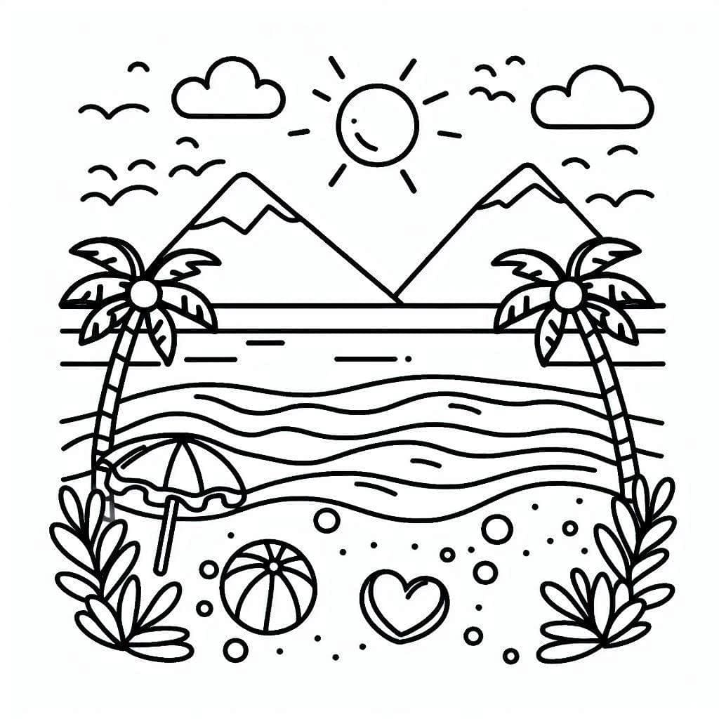 Tisknutelná Pláž Obrázek omalovánka