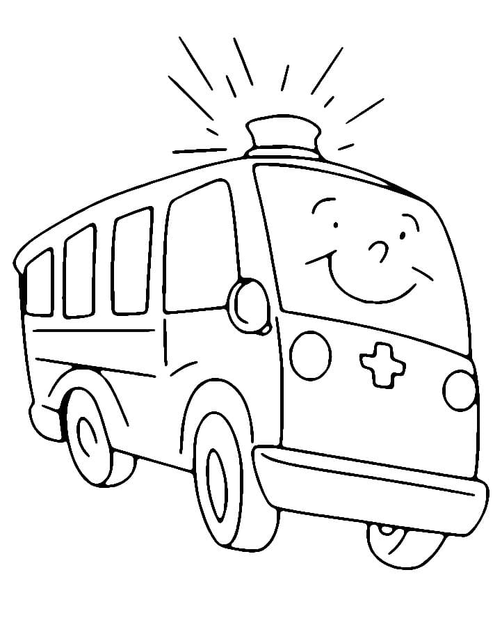 Tisknutelná Sanitka Obrázek pro Děti omalovánka