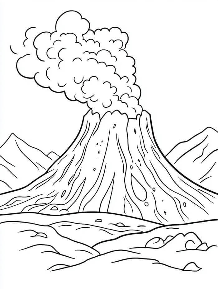 Tisknutelná Sopka Obrázek pro Děti omalovánka