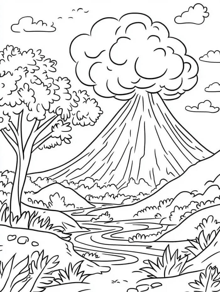 Tisknutelná Sopka omalovánka