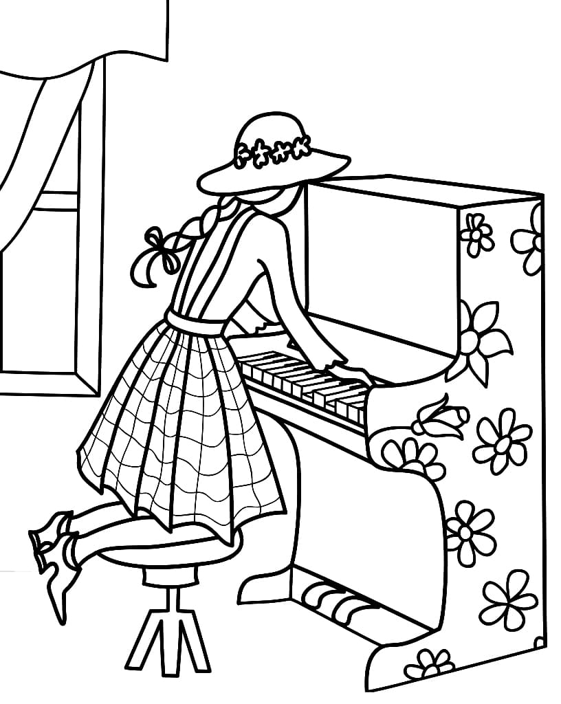 Tisknutelná Zdarma Klavír omalovánka