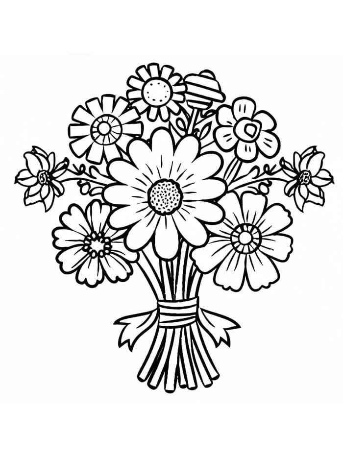 Tisknutelná Zdarma Kytice Květin omalovánka