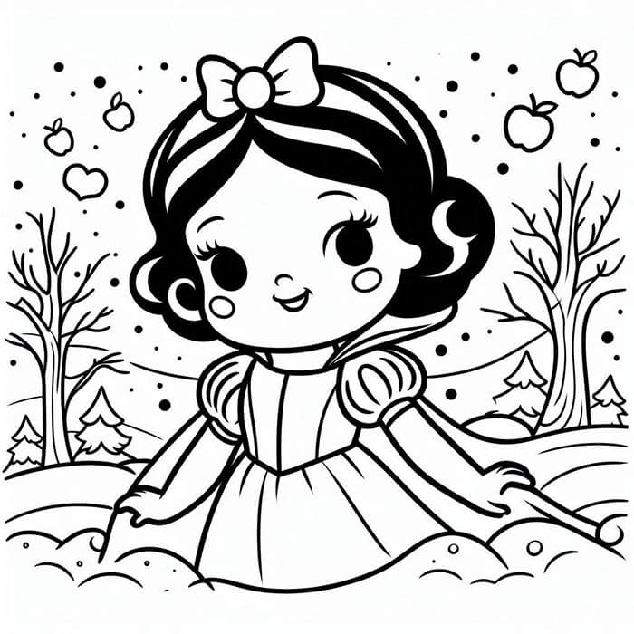 Tisknutelná Zdarma Sněhurka omalovánka