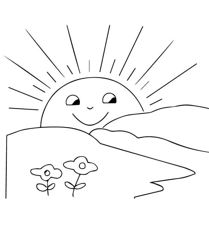 Tisknutelné Slunce Obrázek pro Děti omalovánka