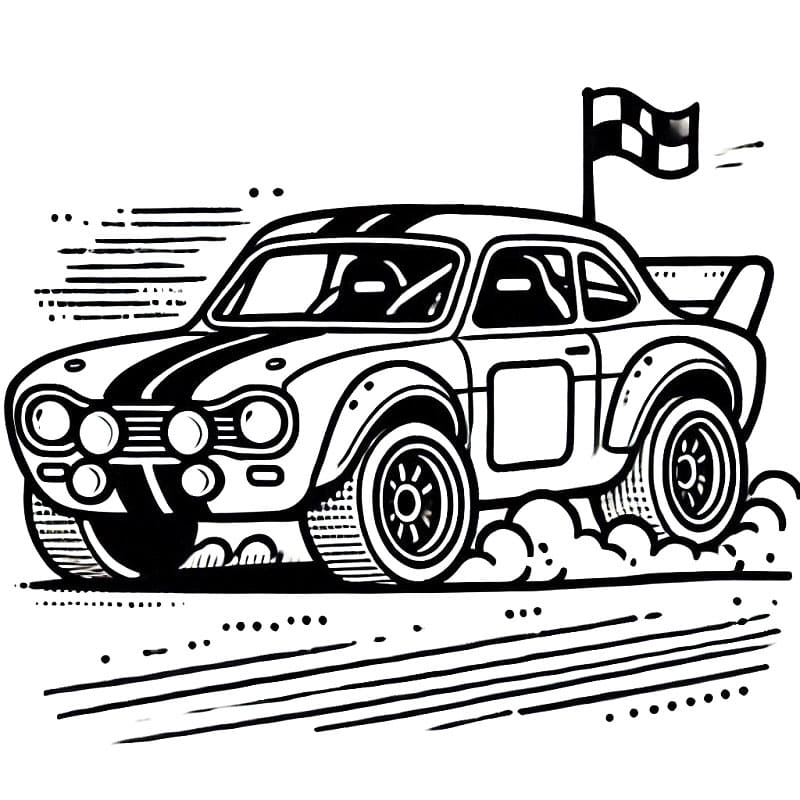 Tisknutelné Závodní Auto Obrázek pro Děti omalovánka