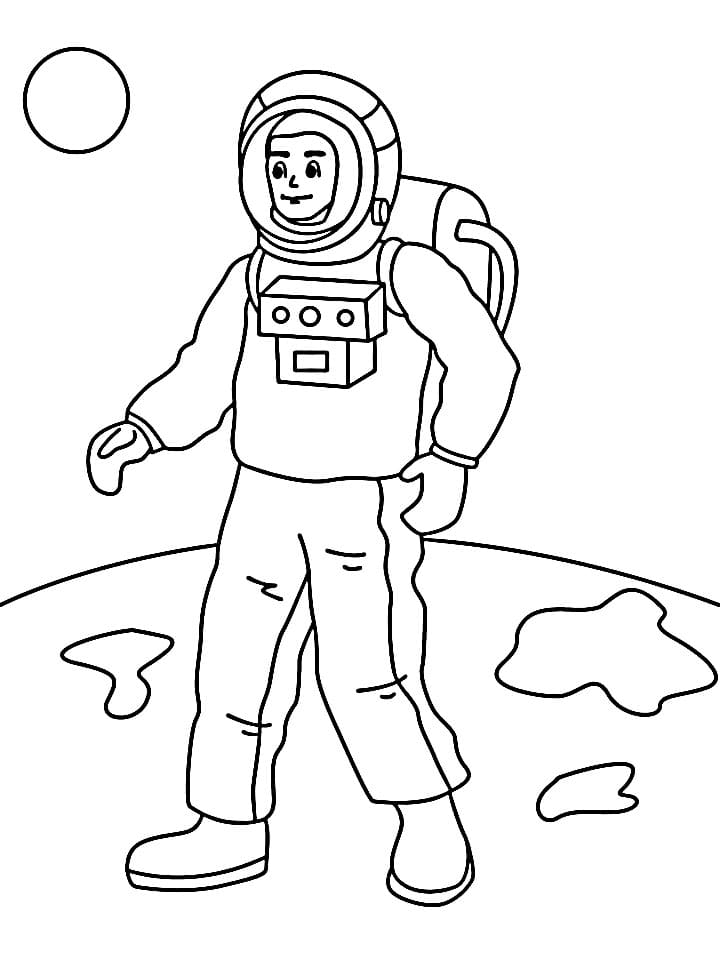Tisknutelný Astronaut Obrázek pro Děti omalovánka