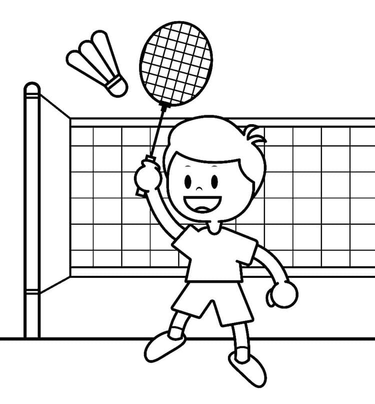 Tisknutelný Badminton Obrázek pro Děti omalovánka