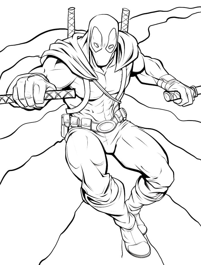 Tisknutelný Deadpool Obrázek omalovánka