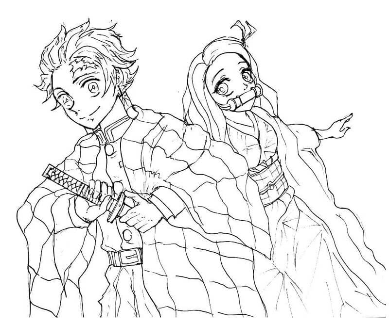 Tisknutelný Demon Slayer Obrázek pro Děti omalovánka