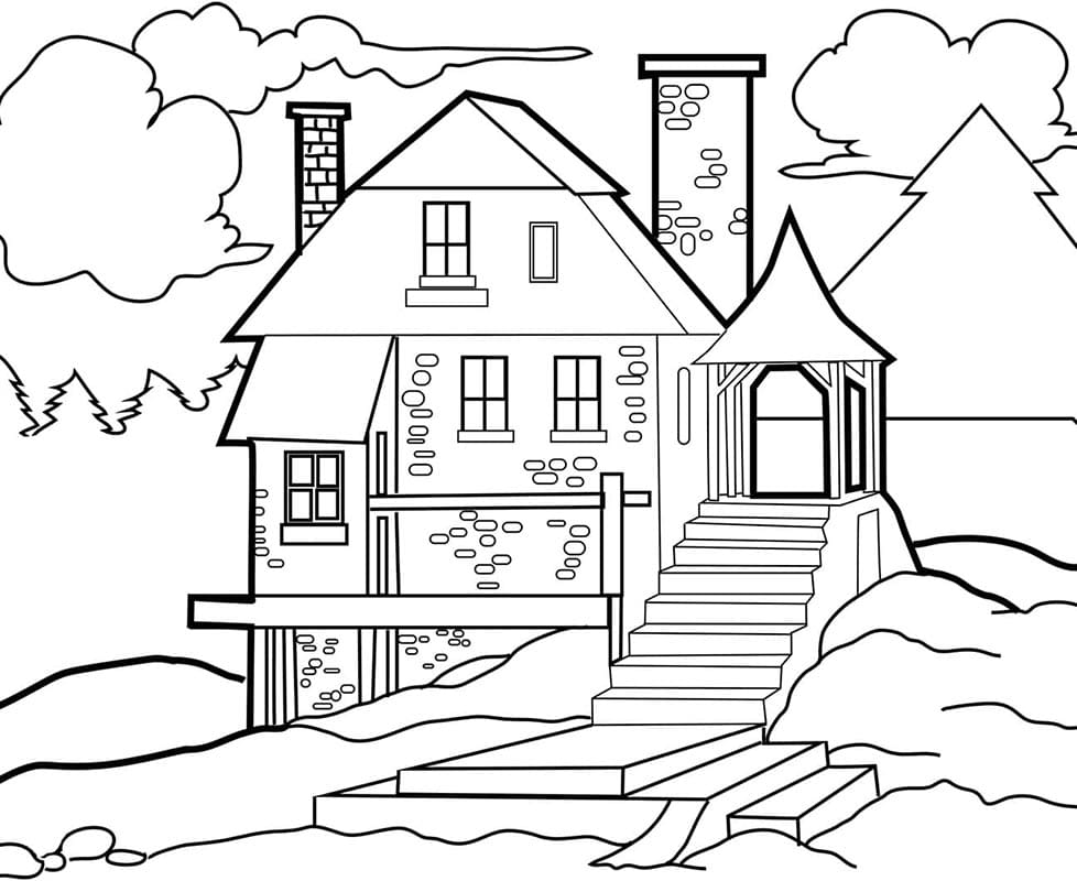 Tisknutelný Dům Obrázek omalovánka