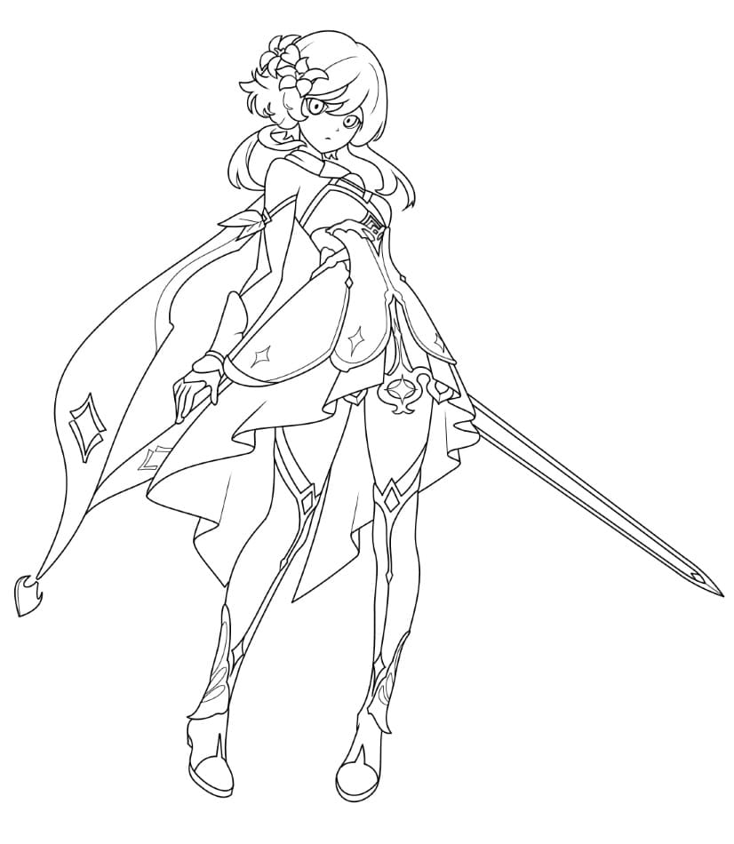 Tisknutelný Genshin Impact Obrázek pro Děti omalovánka