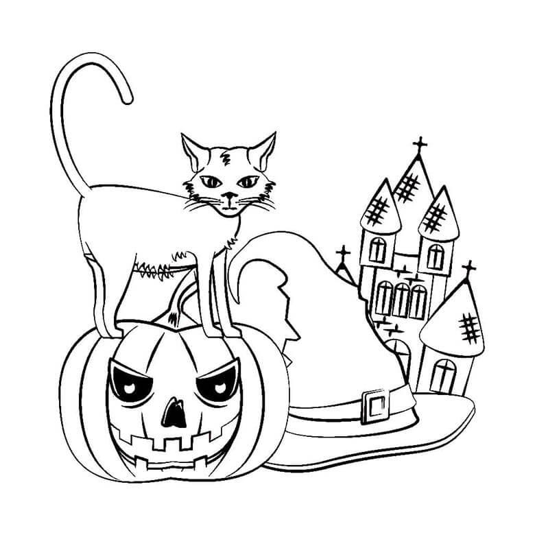 Tisknutelný Halloween Obrázek pro Děti omalovánka