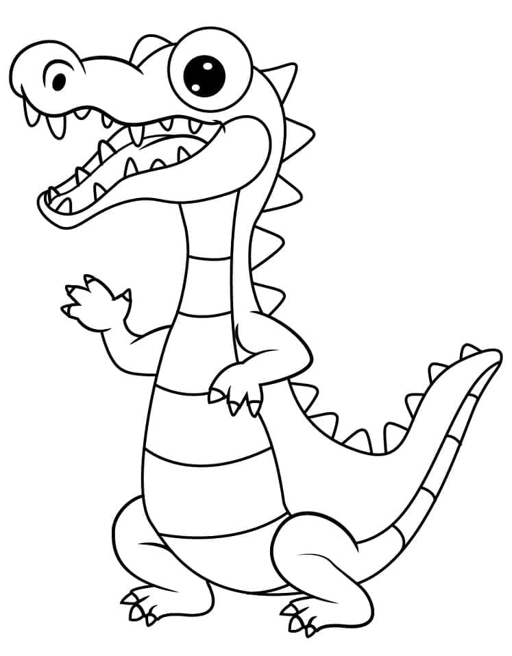 Tisknutelný Krokodýl Obrázek pro Děti omalovánka