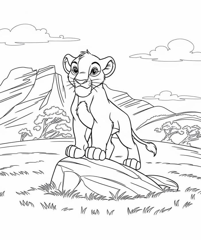 Tisknutelný Lví Král Obrázek pro Děti omalovánka