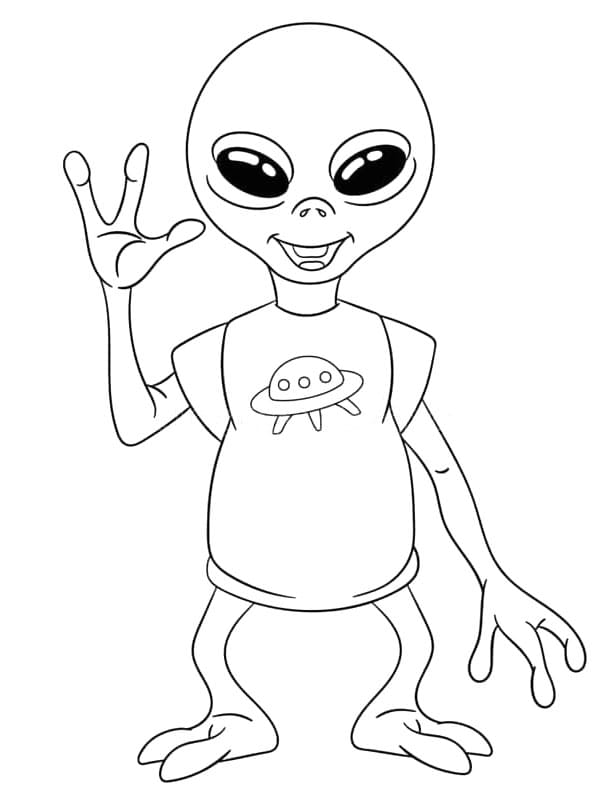 Tisknutelný Mimozemšťan Obrázek pro Děti omalovánka