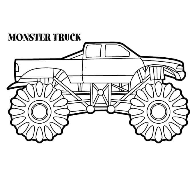 Tisknutelný Monster Truck Obrázek pro Děti omalovánka