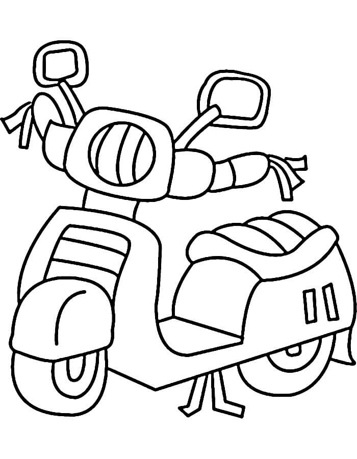 Tisknutelný Motocykl Obrázek pro Děti omalovánka